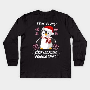 This is my Christmas Pajama Shirt Cute Penguin Kids Long Sleeve T-Shirt